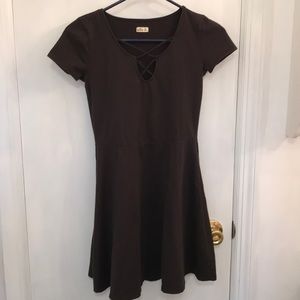 black cross neck skater skirt